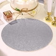 thumbnail image 1 of Balsa Circle 6 Silver 13" Round Glitter Faux Leather Table PLacemats, 1 of 8