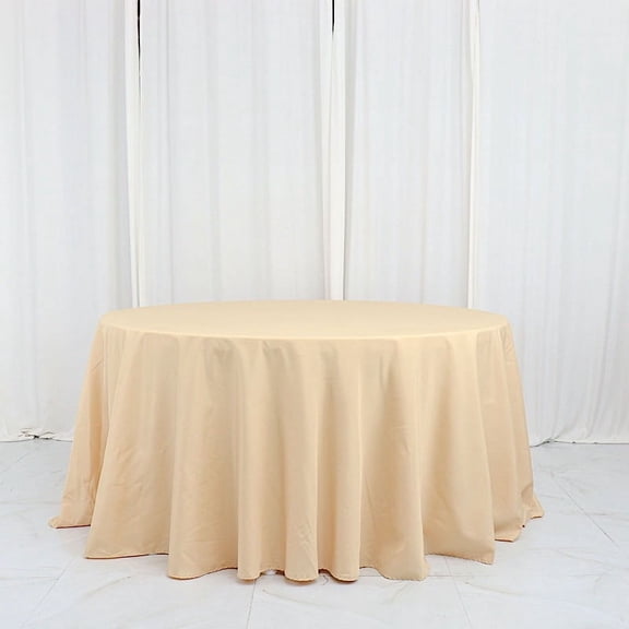 BalsaCircle 6 Pieces 132" Champagne Round Polyester Tablecloths Fabric Table Linen