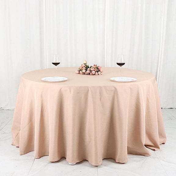 BalsaCircle 6 Pieces 132" Nude Round Polyester Tablecloths Fabric Table Cover Linens