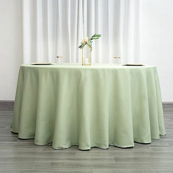 BalsaCircle 6 Pieces 132" Sage Green Round Polyester Tablecloths Fabric Table Cover Linens