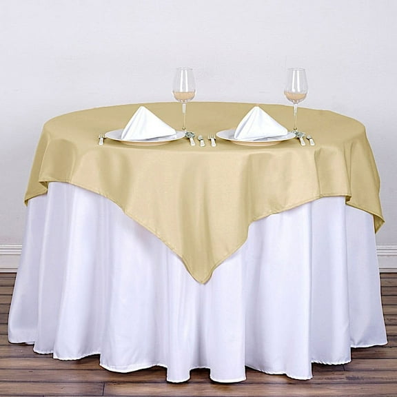 BalsaCircle 6 Pieces 54" x 54" Champagne Square Polyester Tablecloths Table Cover Linens
