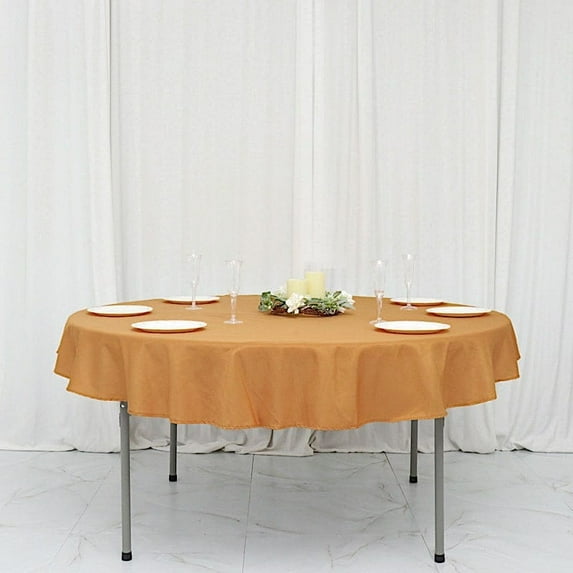 BalsaCircle 6 Pieces 70" Gold Round Polyester Tablecloths Fabric Table Cover Linens