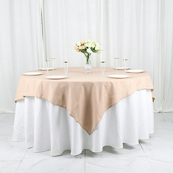 BalsaCircle 6 Pieces 70" x 70" Nude Square Polyester Tablecloths Table Cover Linens