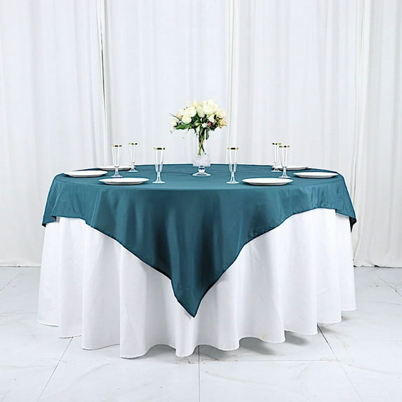 BalsaCircle 6 Pieces 70" x 70" Peacock Teal Square Polyester Tablecloths Table Cover Linens