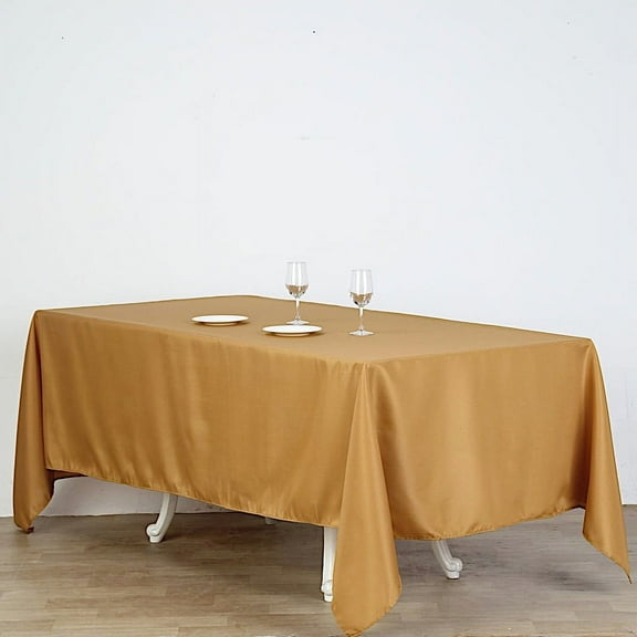 BalsaCircle 6 Pieces 72" x 120" Gold Rectangle Polyester Tablecloths Table Cover Linens