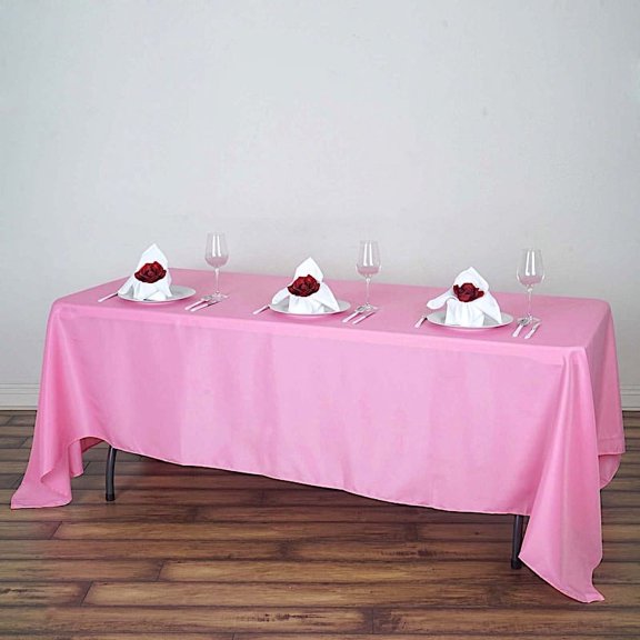 Balsa Circle 6 Pieces 72" x 120" Pink Rectangle Polyester Tablecloths