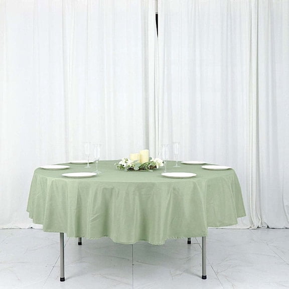 BalsaCircle 6 Pieces 90" Sage Green Round Polyester Tablecloths Fabric Table Cover Linens