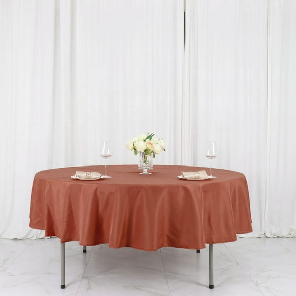 BalsaCircle 6 Pieces 90" Terracotta Round Polyester Tablecloths Fabric Table Cover Linens