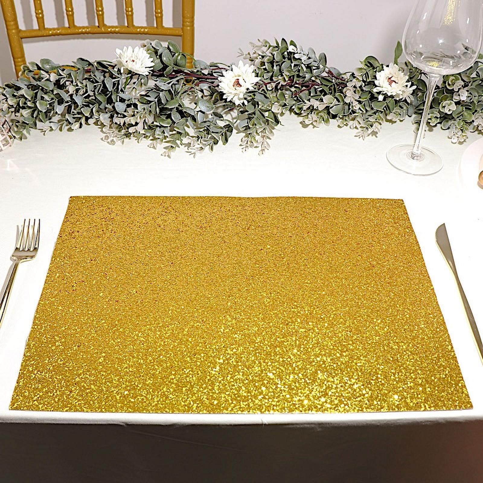 6 pcs 13 Round Glittered Faux Leather Placemats