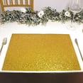thumbnail image 1 of Balsa Circle 6 Pieces Gold 16" Rectangle Glitter Faux Leather Placemats Party Decor, 1 of 8