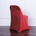 thumbnail image 1 of BalsaCircle 6 Red Solid Spandex Stretch Metallic Folding Chair Covers Slipcovers, 1 of 9