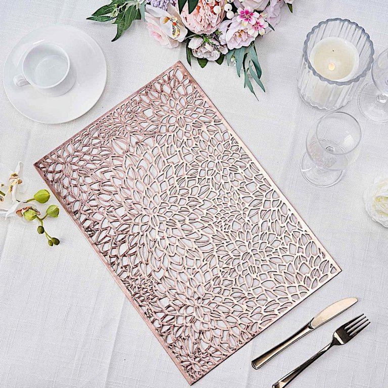 Round Placemats Plastic Mats Single Rose Flower Pvc Plastic - Temu