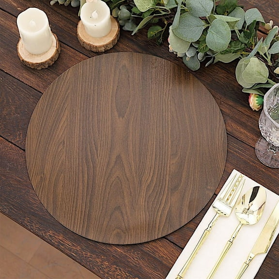 Balsa Circle 6 Round 13 in Brown Disposable Paper Placemats Walnut Wood Design Party Events Decorations Supplies
