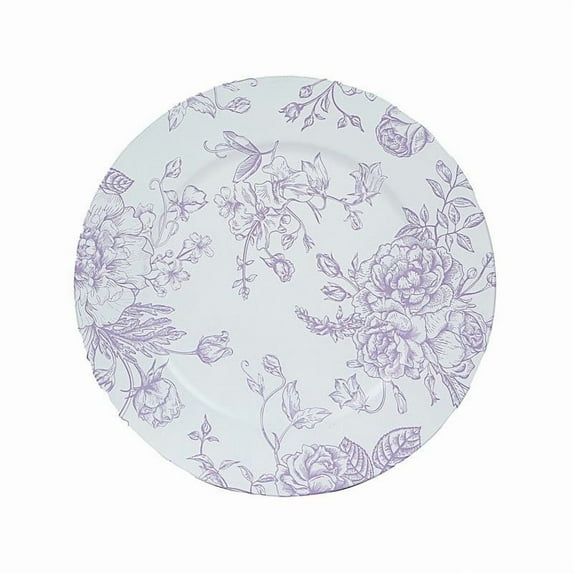 BalsaCircle 6 Round 13 in Lavender Plastic Charger Plates Floral French Toile Pattern Party Events Decorations