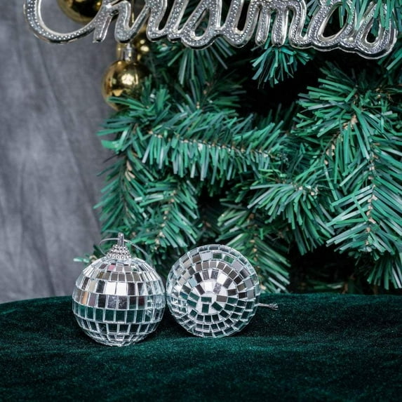 BalsaCircle 6 Silver Mirror 2" Disco Balls Hanging Glass Party Christmas Ornaments Wedding Decorations