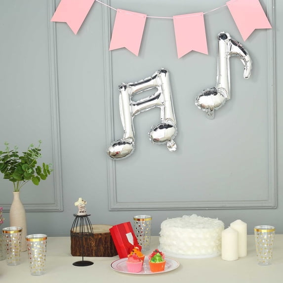 BalsaCircle 6 Silver Music Notes Mylar Foil Plain Balloons Wedding Event Birthday