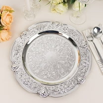 BalsaCircle White 6 Metallic 13" Round Acrylic Charger Plates Scalloped ...
