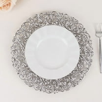 Balsa Circle 6 Silver Round 13 in Vintage Floral Acrylic Charger Plates with Carved Borders Party Decorations Supplies