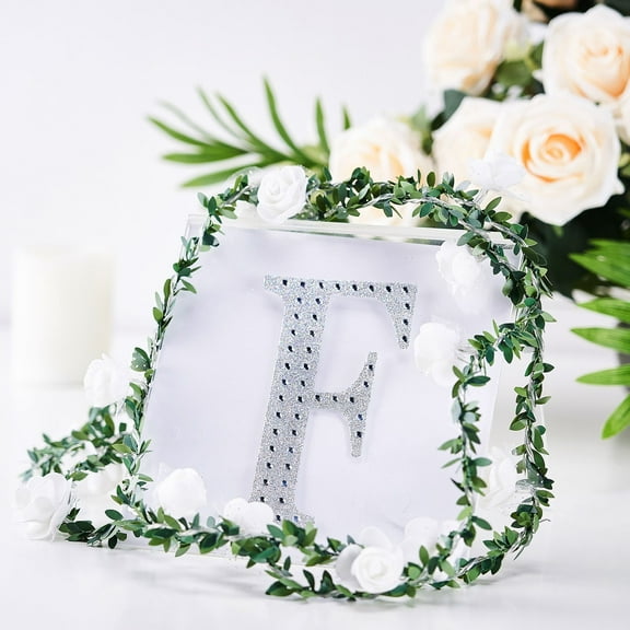 BalsaCircle 6" Silver Solid Letter F Self-Adhesive Rhinestones Gems Sticker