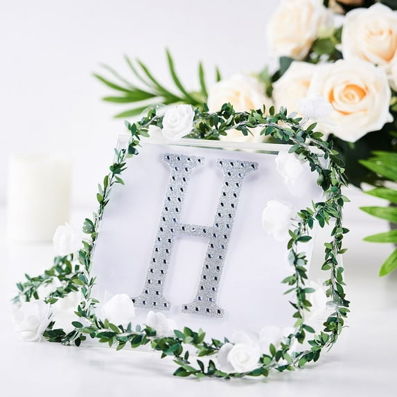 BalsaCircle 6" Silver Solid Letter H Self-Adhesive Rhinestones Gems Sticker