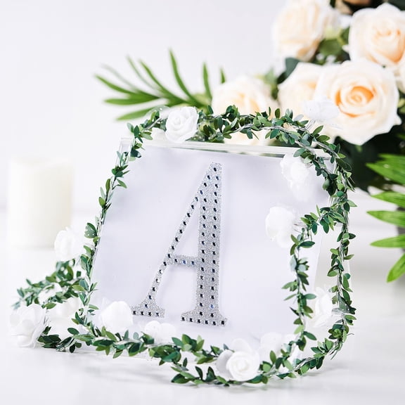 BalsaCircle 6" Silver Solid Letter Number Self-Adhesive Rhinestones Gems Sticker