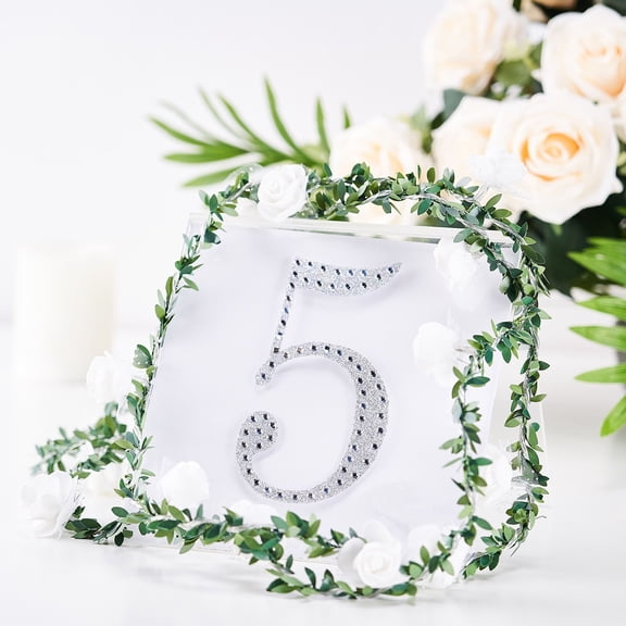 BalsaCircle 6" Silver Solid Letter Number Self-Adhesive Rhinestones Gems Sticker