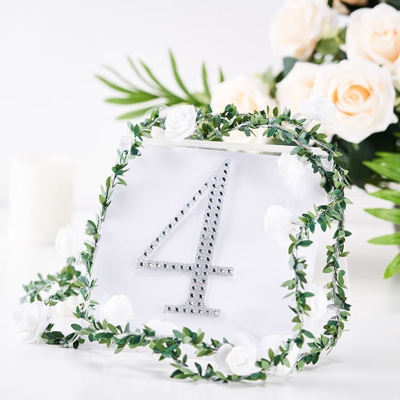 BalsaCircle 6" Silver Solid Letter Number Self-Adhesive Rhinestones Gems Sticker
