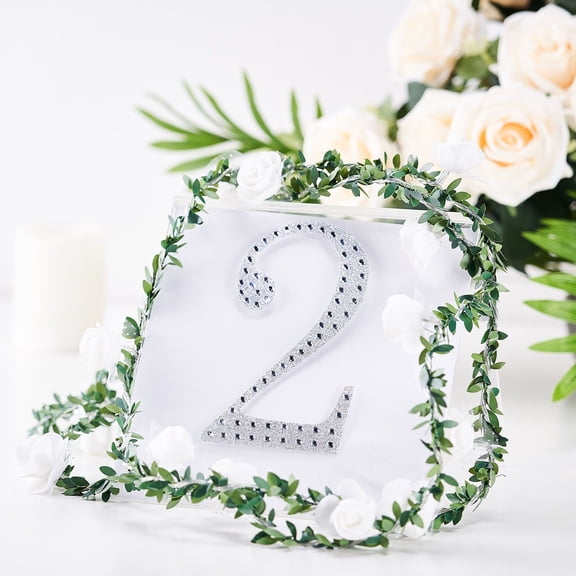 BalsaCircle 6" Silver Solid Letter Number Self-Adhesive Rhinestones Gems Sticker