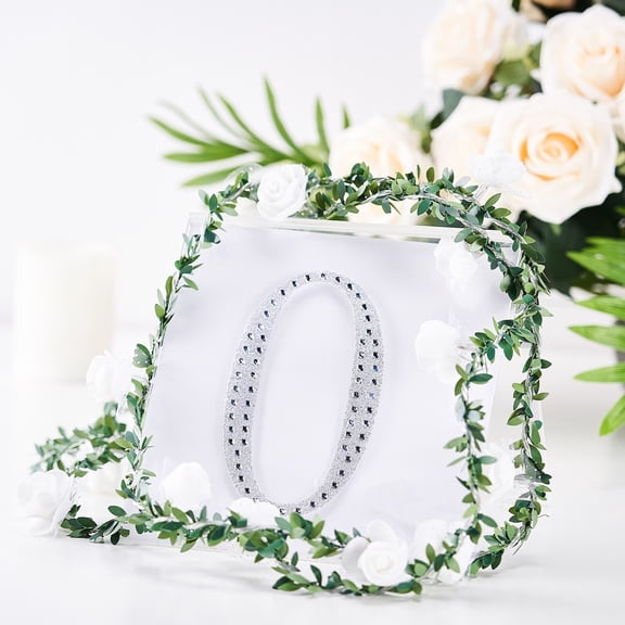 BalsaCircle 6" Silver Solid Letter Number Self-Adhesive Rhinestones Gems Sticker