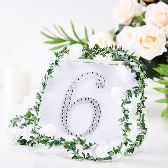 BalsaCircle 6" Silver Solid Letter Number Self-Adhesive Rhinestones Gems Sticker