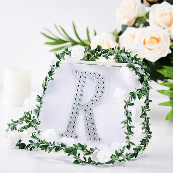 BalsaCircle 6" Silver Solid Letter R Self-Adhesive Rhinestones Gems Sticker