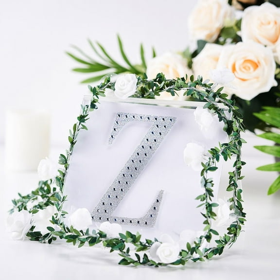 BalsaCircle 6" Silver Solid Letter Z Self-Adhesive Rhinestones Gems Sticker