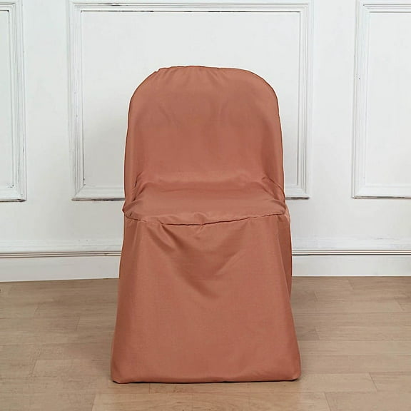BalsaCircle 6 Terracotta Solid Polyester Folding Chair Covers Slipcovers Linens