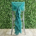 thumbnail image 1 of BalsaCircle 6 Turquoise Premium Solid Curly Chiffon Chair Sashes Slipcovers, 1 of 6