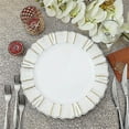 thumbnail image 1 of BalsaCircle 6 White Gold 13" Acrylic Wooden Textured Round Scalloped Trim Plastic Charger Plates, 1 of 7