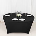 thumbnail image 1 of BalsaCircle 6 feet Black Wavy Spandex Fitted Round Tablecloth Table Skirt Reception Catering Dining Table Linens, 1 of 7