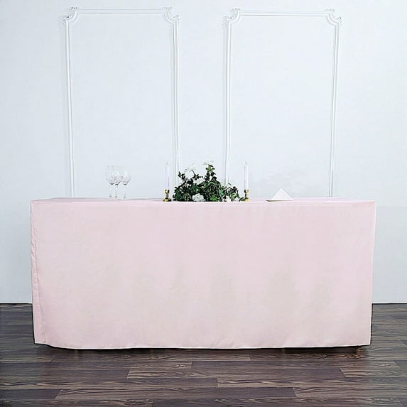 BalsaCircle 6 feet Blush Fitted Polyester Tablecloth