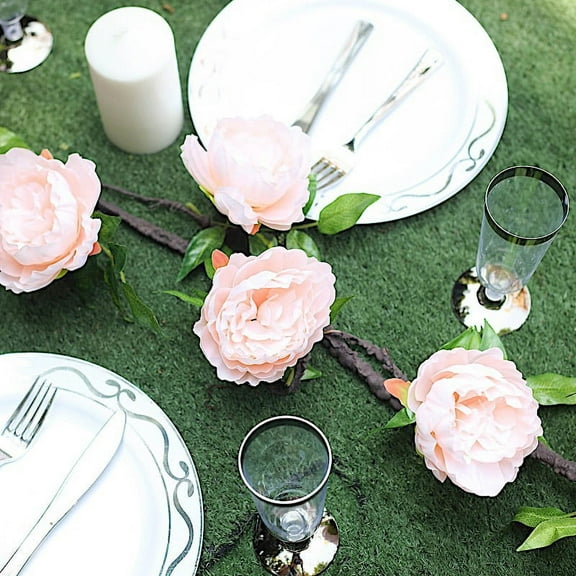 Balsa Circle 6 feet Blush Garland Silk Peony Flowers Leaves Wedding Party Bouquets Centerpieces