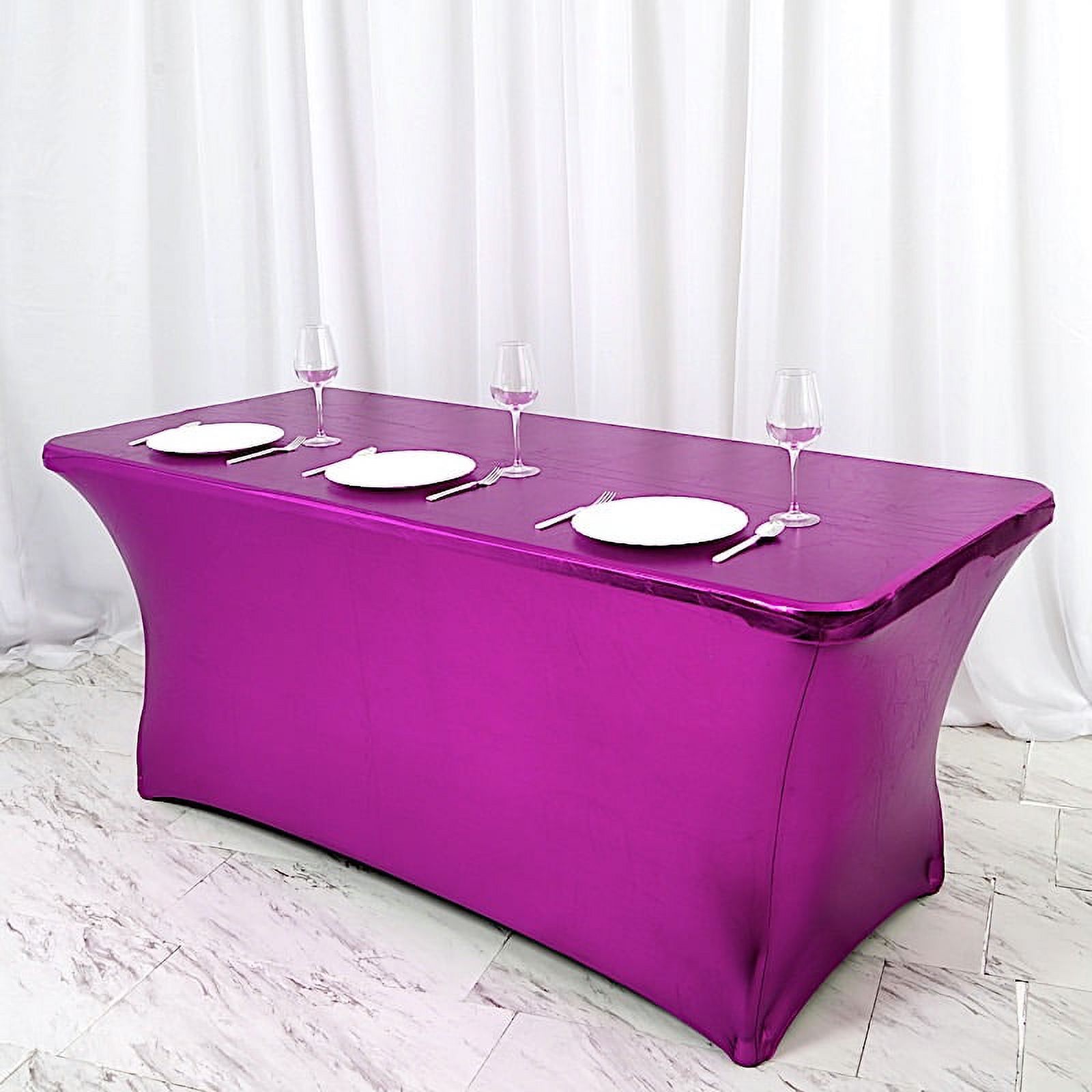 BalsaCircle 6 feet Fitted Spandex Tablecloth Metallic Table Cover