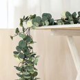 thumbnail image 1 of Balsa Circle 6 feet Frosted Green Artificial Eucalyptus Leaves Ivory Roses Flowers Vine Greenery Garland Wedding, 1 of 8
