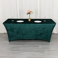 thumbnail image 1 of BalsaCircle 6 feet Hunter Green Crushed Velvet Rectangular Tablecloth Fitted Table Cover Party Events Decorations Supplies, 1 of 8