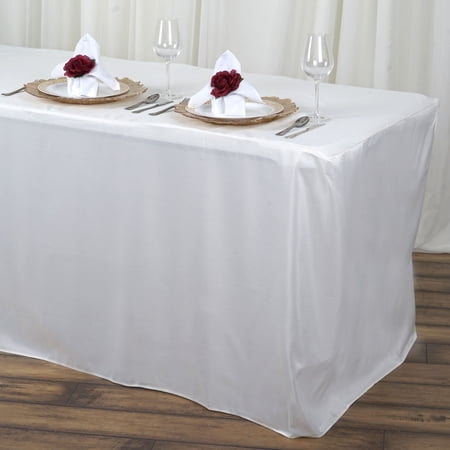 BalsaCircle 6 feet Ivory Fitted Polyester Tablecloth