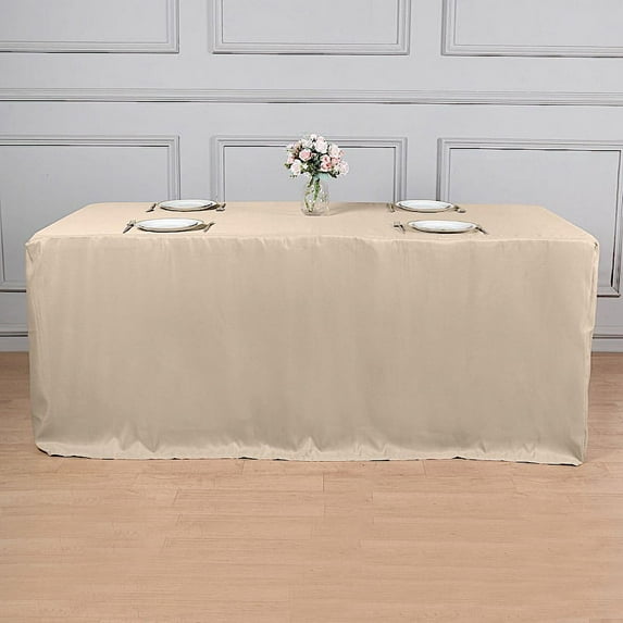 BalsaCircle 6 feet Nude Fitted Polyester Tablecloth