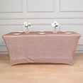 thumbnail image 1 of BalsaCircle 6 feet Rose Gold Fitted Spandex Rectangular Tablecloth Metallic Tinsel Table Cover Party Events Decorations, 1 of 8