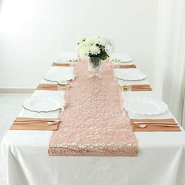 Efavormart 13"X6ft Metallic Gold Non-Slip Plastic Woven Vinyl Table ...