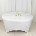 thumbnail image 1 of BalsaCircle 6 feet White Stretch Spandex Fitted Round Tablecloth with Foot Pockets Reception Catering Dining Table Linens, 1 of 8