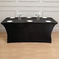 thumbnail image 1 of Balsa Circle 6 ft Black Premium Velvet Rectangular Tablecloth Fitted Table Cover Wedding Linens, 1 of 8