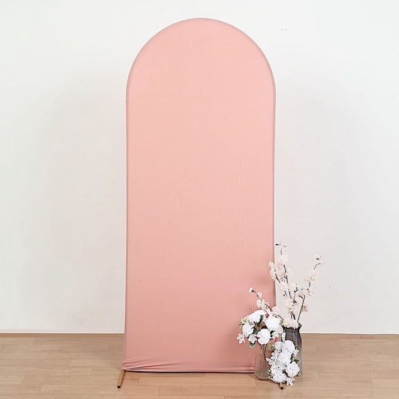 Balsa Circle 6 ft Dusty Rose Fitted Matte Spandex Round Top Wedding Arch Backdrop Stand Cover Party Events Decorations