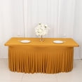 thumbnail image 1 of BalsaCircle 6 ft Fitted Gold Premium Spandex Rectangle Tablecloth Wavy Table Cover Party Events Decorations, 1 of 8