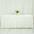 thumbnail image 1 of BalsaCircle 6 ft Fitted Ivory Premium Spandex Rectangle Tablecloth Wavy Table Cover Party Events Decorations, 1 of 7